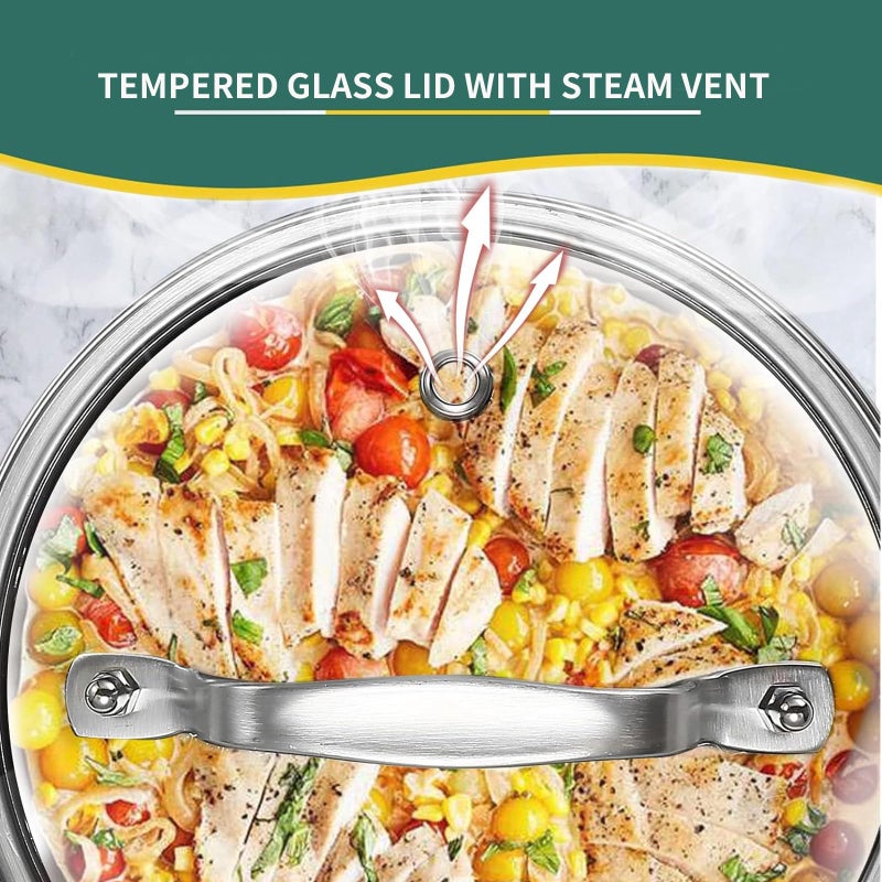 DELARLO DELALRO Full Clad Tri-Ply Stainless Steel Sauce Pan 2.5QT  All Stove Safe 600?(Lids 300?)  Medium Sauce Pan with Lid  Non Stick Sauce Pan  Fast & Even Heat  Steel Pot with Lid  Energy Saving 2-1/2 QT - Image 4